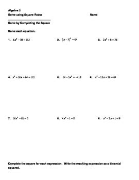 solving quadratic equations worksheet  answers support worksheet