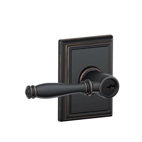 schlage addison collection aged bronze birmingham keyed entry lever