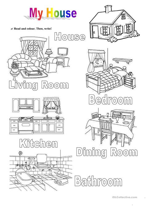 house  furniture worksheet  esl printable worksheets