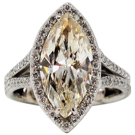 5 05 Carat Oval Diamond Platinum Ring With Split Shank And Halo At 1stdibs