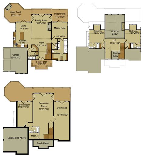 rustic mountain house floor plan  walkout basement