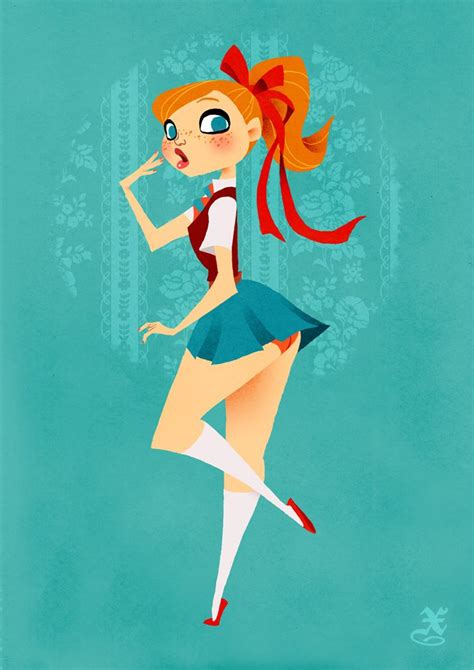 sushixav schoolgirl pin up illustration character illustration girl