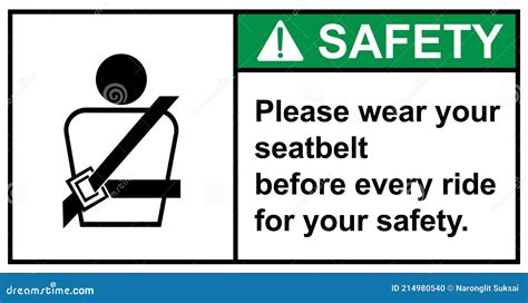 please wear your seat belt for safety safety sign stock vector