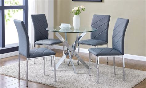 glass dining table  chairs groupon goods