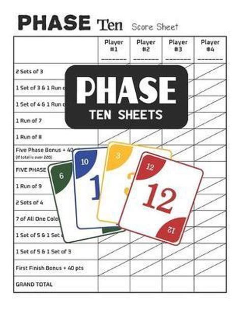 bolcom phase ten sheets phase  score sheets  card games shane