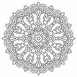 Mandala Coloring Circular Ornament Geometric Outline Round Illustration Book sketch template