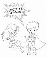 Coloring Superhero Pages Cute Superheros Boy Girl Kids Getdrawings sketch template
