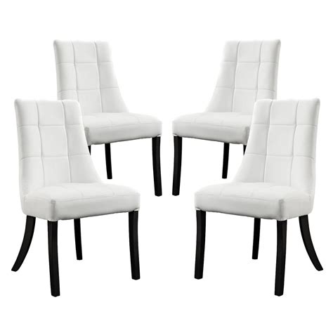 set   noblesse patterned faux leather upholstered dining chair white