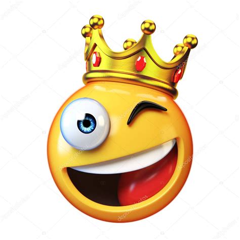 king emoji isolated  white background emoticon wearing crown  rendering stock photo