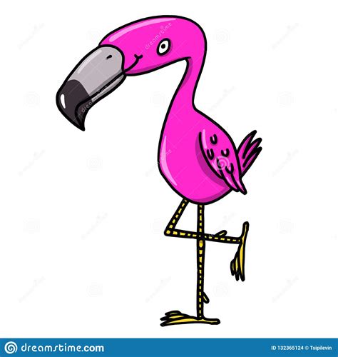 Flamingo Standing On One Leg Illustration Stock