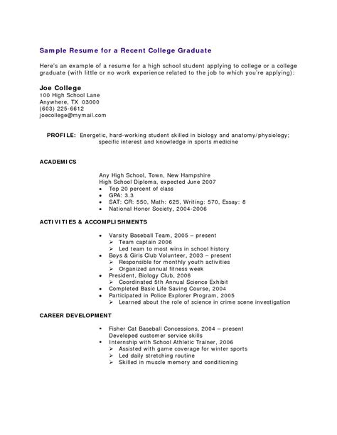 resume  high school student   experience resume letter