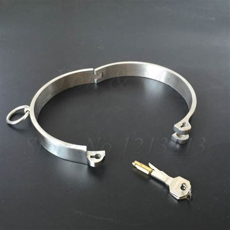 Stainless Steel Lockable Slave Collar Handcuffs For Sex Shackle