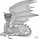 Coloring Dragon Zentangle Pages Drawing Printable sketch template