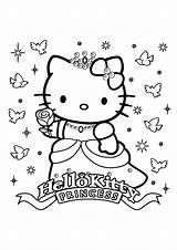 Coloring Kitty Hello Pages Princess Popular sketch template