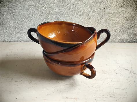 vintage st clement france pottery teacup vintage st clement cup brown french pottery cup