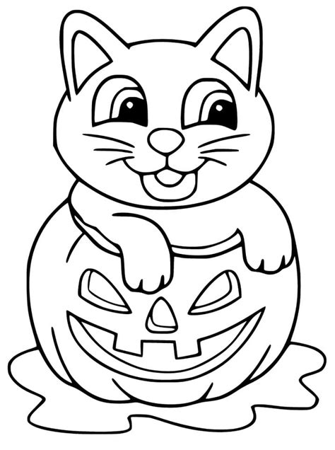 halloween cat smiling coloring page  printable coloring pages
