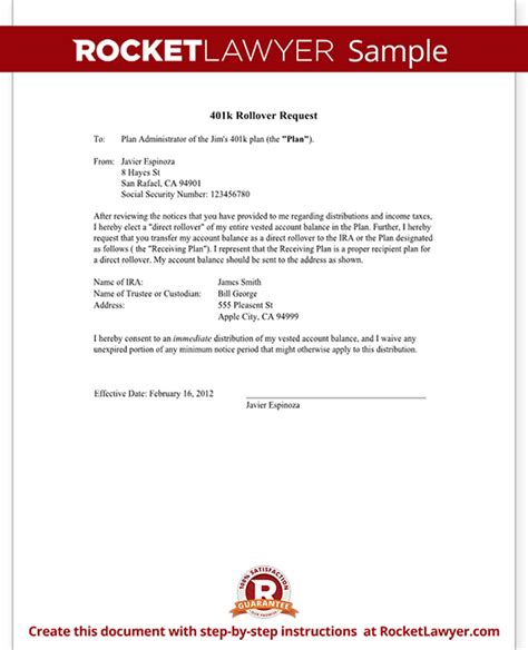 request  rollover  roth ira  employer letter