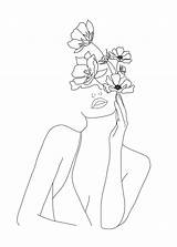 Line Woman Flowers Minimal Print Society6 Drawing Drawings Minimalist Nadja Abstract Prints Delorme Sketches Gisele Tattoo Oct Artwork Outline Malen sketch template