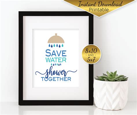 Save Water Shower Together Printable Bathroom Sign 8x10 And Etsy Uk