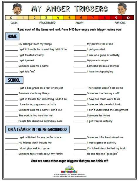 printable anger management worksheets  kids  reading worksheets