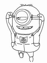 Coloring Minion Pages Minions Despicable Stuart Clipart Sheets Kids Excited Carl Feeling Color Eye Drawing Friends Looking His Printable Marker sketch template