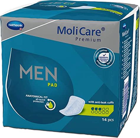 molicare premium men pad incontinence pads  men  bladder weakness  shape fit  drops