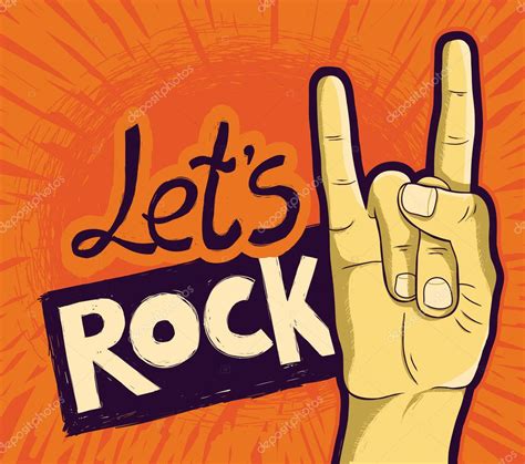 Vector Let S Rock Poster With Hand And Lettering — Stock
