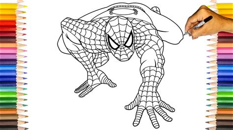 spider man  classic suit spider man coloring pages youtube