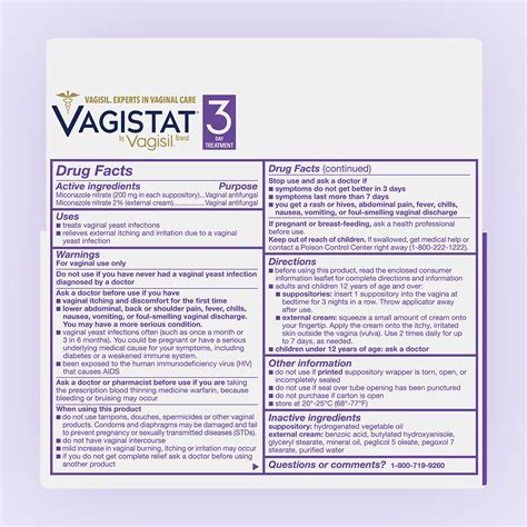 Vagistat Miconazole 3 Day Yeast Infection Medicine Vagisil