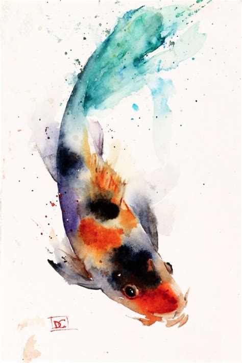 koi watercolor fish print koi art koi painting  dean etsy