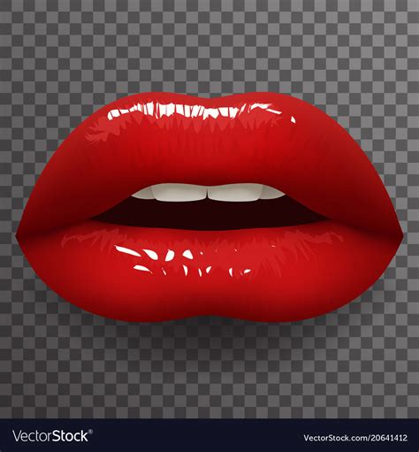 Bright Red Lipstick Lips Half Open Female Mouth Vector Image
