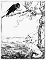 Corbeau Renard Crow Rackham Fables Aesop sketch template