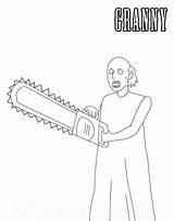Granny Coloring Game Horror Pages Printable Baldi Chainsaw sketch template