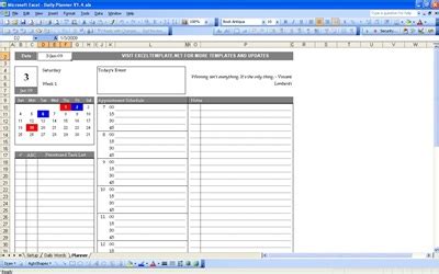 daily planner excel templates