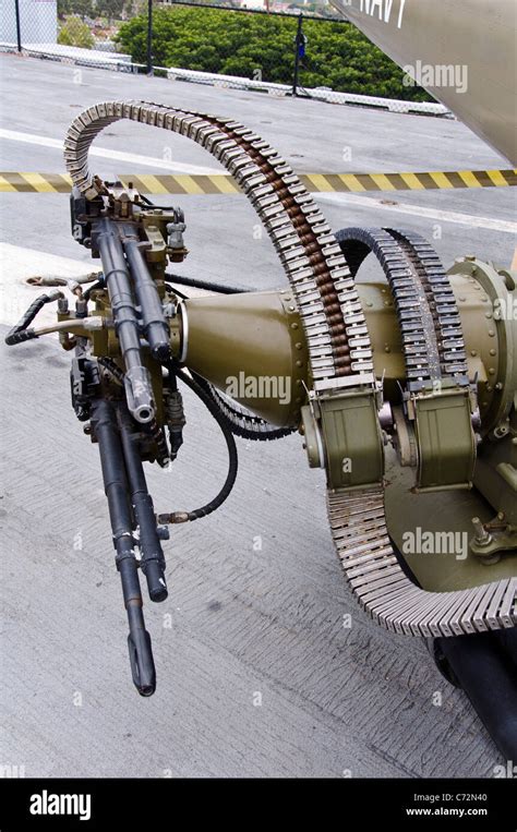 machine gun mounted    navy helicopter stock photo alamy