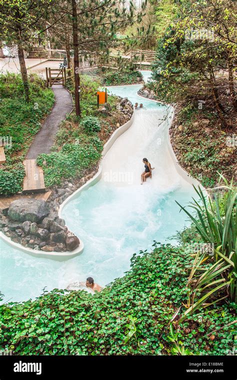outdoor swimming pool rapids   center parcs longleat wiltshire england united