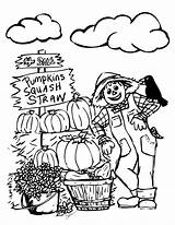 Coloring Pumpkin Patch Scarecrow Sheets Pages Fall Autumn Color Clipart Sheet Kids Printable Advertisement sketch template