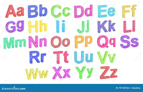 colored alphabet large  small letters  rendering stock
