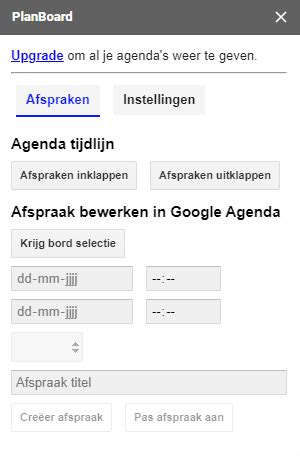 planboard google agendas  een spreadsheet