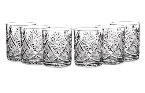 Double Old Fashioned Crystal Whiskey Rocks Glasses Vintage Pinwheel