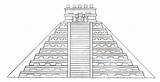Mayan Chichen Pyramid Itza Temple Drawing Draw Paintingvalley Template Drawings Papercraft sketch template