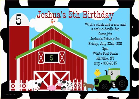 farm animal party invitation templates   farm birthday