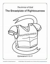 Breastplate Righteousness Coloring Pages God Printable Armor Kids Activity Pdf School Sunday Bible Lesson Description sketch template