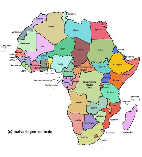 landkarten afrika kostenlose malvorlagen