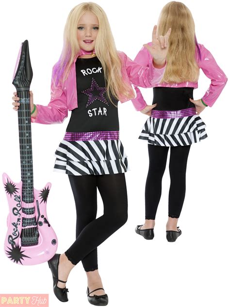 girls glam rockstar costume childs rocker popstar fancy dress book week