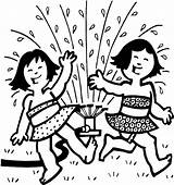Sprinkler Coloring Pages Girls Playing Kids Kidprintables Return Main sketch template