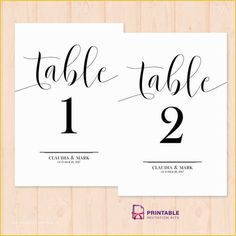 table number templates  table numbers printable  template