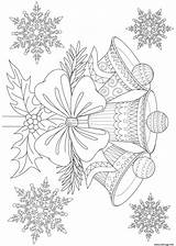 Noel Adulte Zentangle Cloches Bells Snowflakes Gratuit sketch template