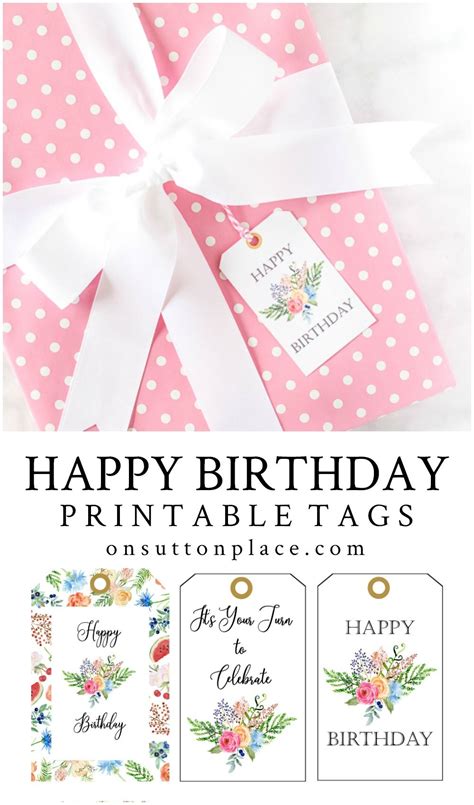 feminine floral   printable gift tags