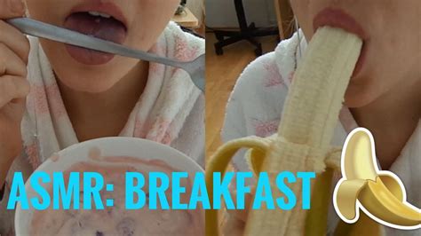 Asmr Raspberry Yoghurt And Bananas Breakfast Asmr